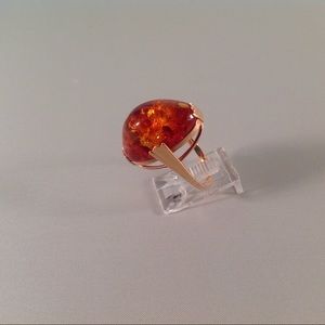 Vintage Russian rose gold Amber ring